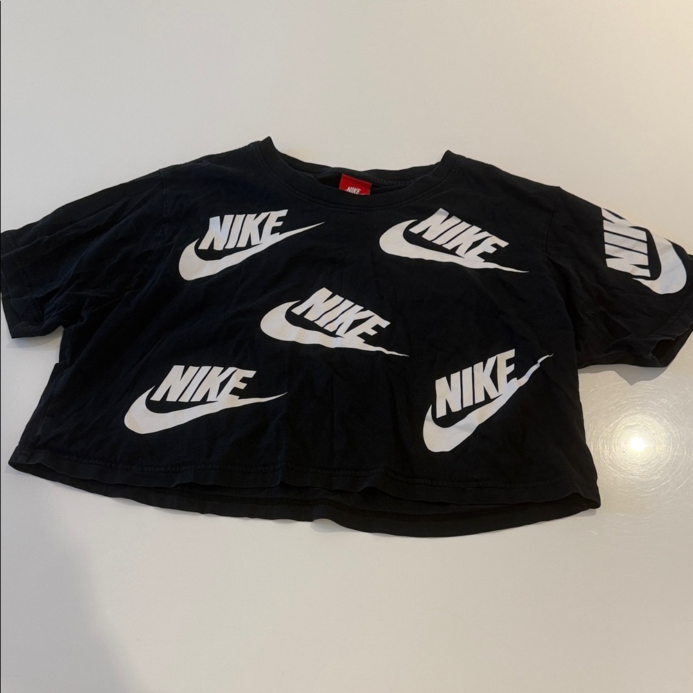 Nike Black Tee with White Swoosh Logos